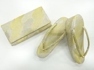 アンティーク　抽象模様織出し和装バッグ・草履セット（23センチ）